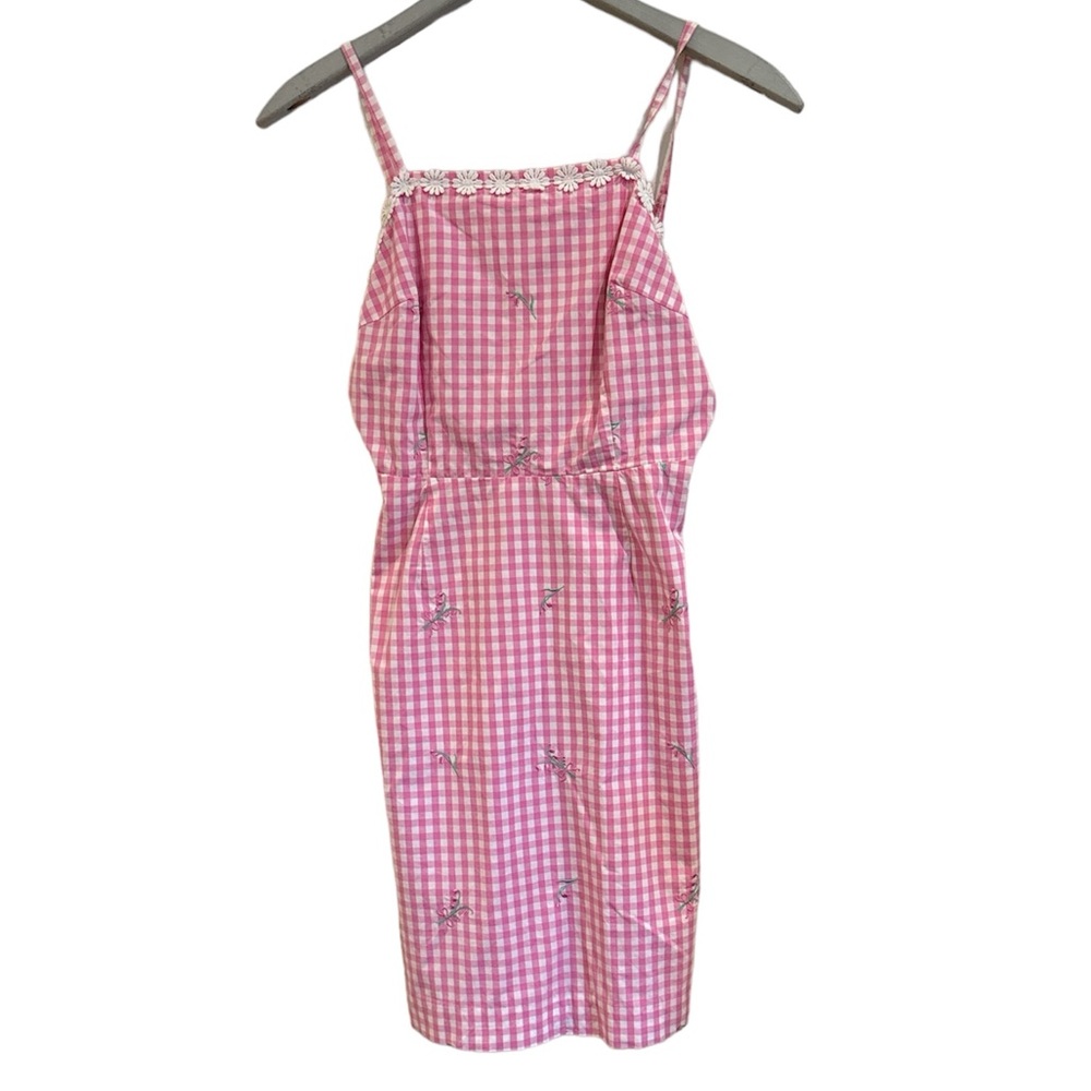 Lilly Pulitzer White Label RARE Open Back Dress Gingham Lovely Details Vintage 4